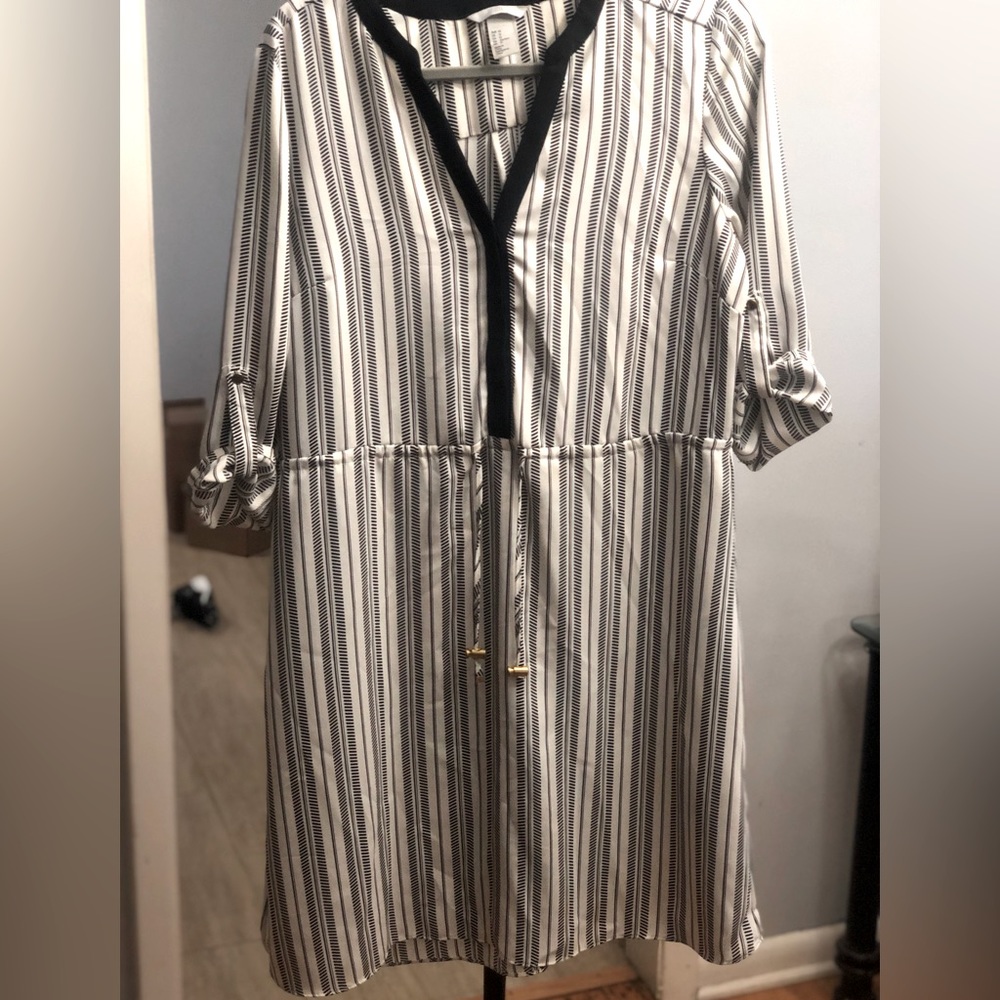 Black and white striped dress